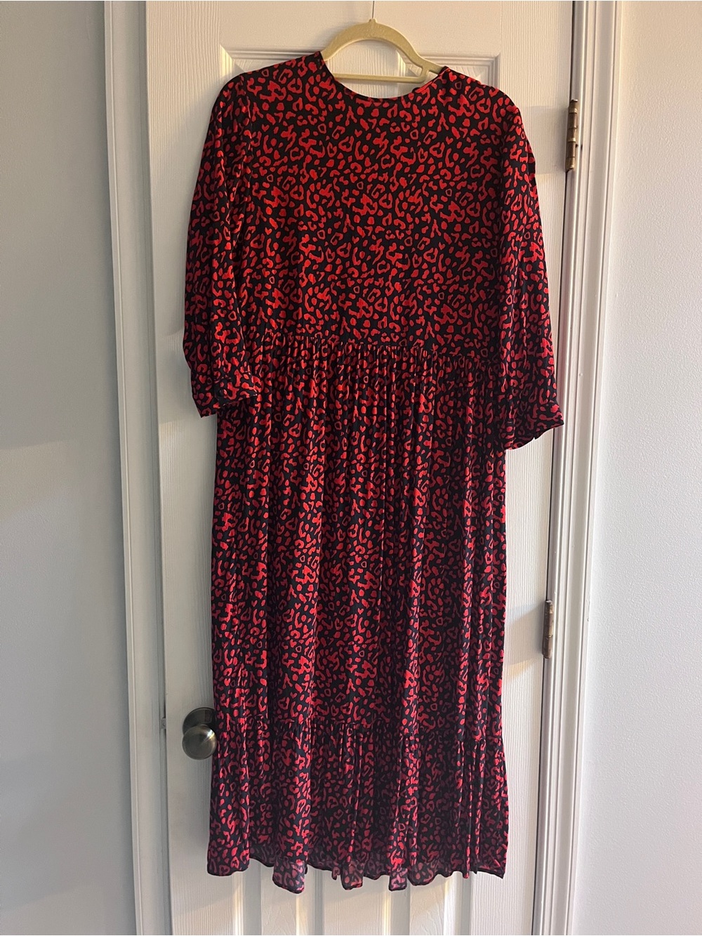 Zara Red and Navy Midi Dress - Leopard Print